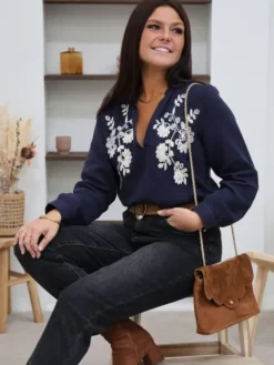 Cheap Blouse Delphine Marine Blouses & Chemises