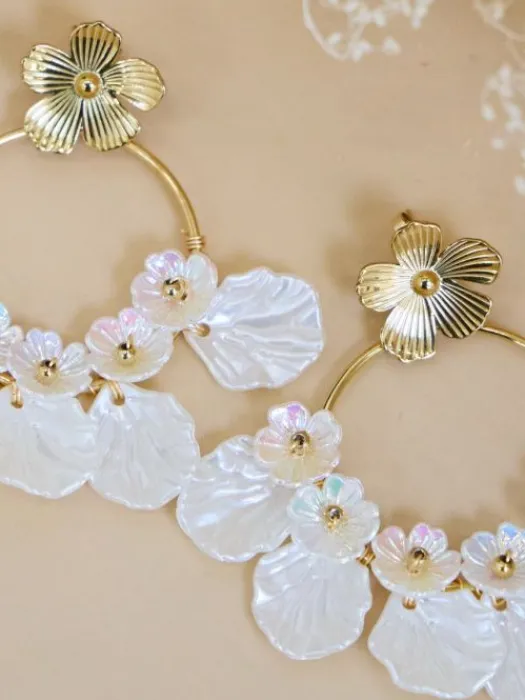 Hot Boucles d'oreilles Pascaline Blanc Bijoux