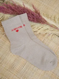Shop Chaussettes Amour Beige Chaussettes