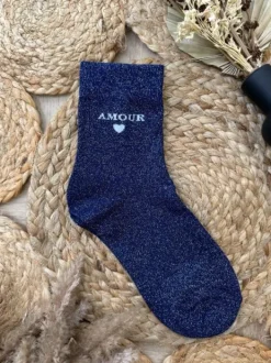Discount Chaussettes Amour Bleu Marine Chaussettes