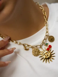 Store Collier Crystal Doré Bijoux