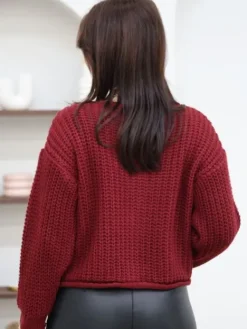 Shop Gilet Cassie Burgundy Pulls Et Gilets