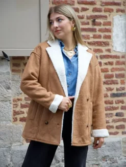 Shop Manteau Linn Tabac Manteaux