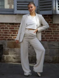 Shop Pantalon Jane Beige/Noir Pantalons