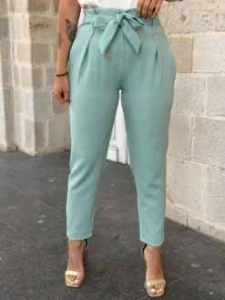 Store Pantalon Loralie Vert Sauge Pantalons
