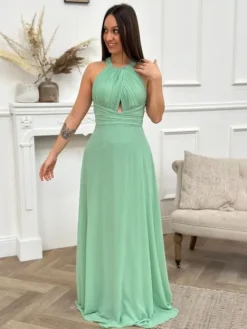 Clearance Robe longue Dianne Vert Pomme Collection Cérémonie