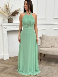 Clearance Robe longue Dianne Vert Pomme Collection Cérémonie