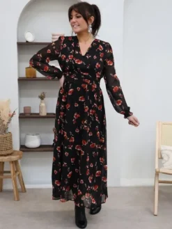Online Robe longue Maissa Noir Robes