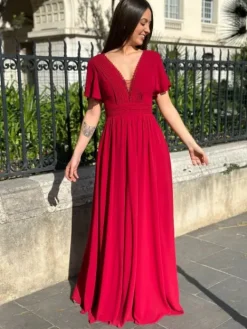 Shop Robe longue Pia Cerise Collection Cérémonie