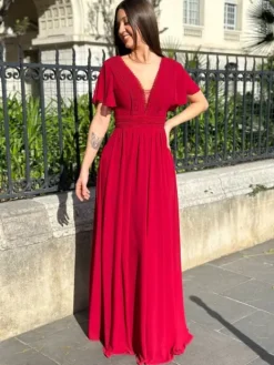 Shop Robe longue Pia Cerise Collection Cérémonie