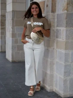 Sale Tee shirt Oriane Kaki/Blanc Tops & Teeshirts