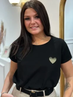 Online Tee shirt Reina Noir/Or Tops & Teeshirts